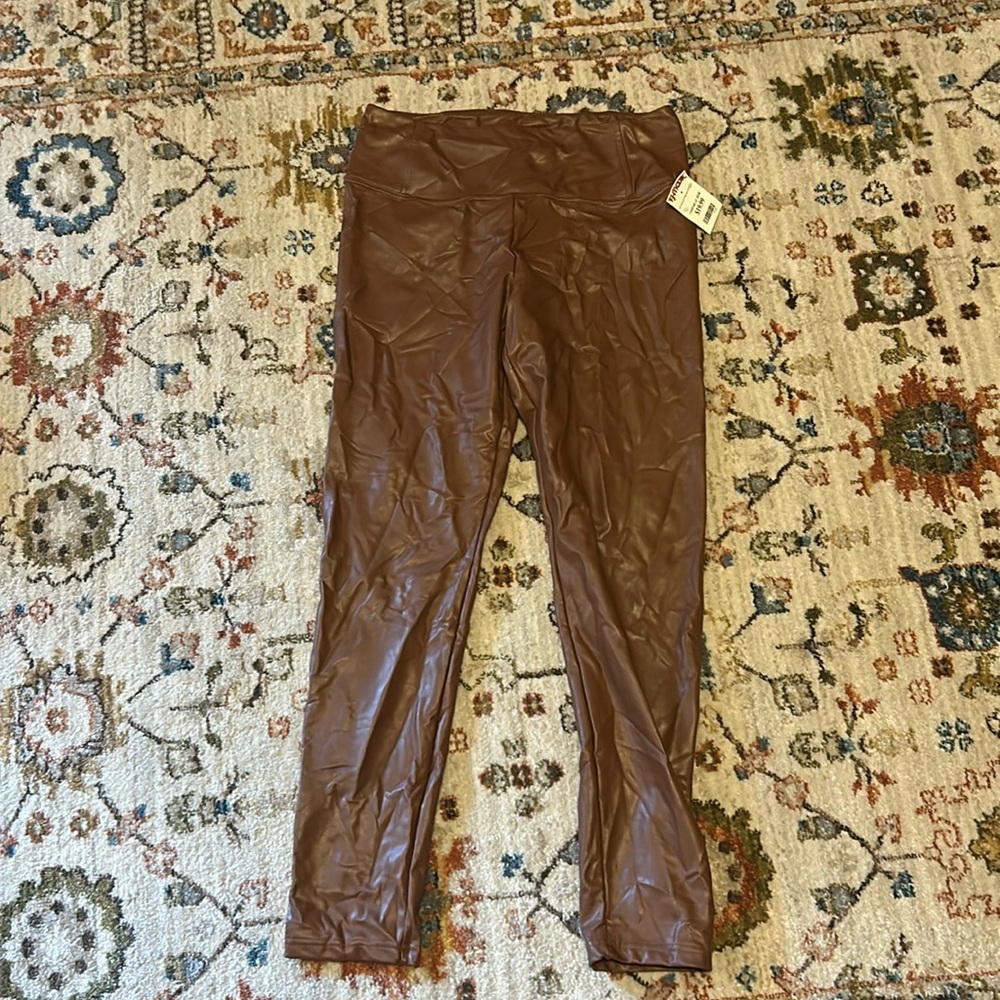 Bagatelle Cognac color faux leather skinny pants size large